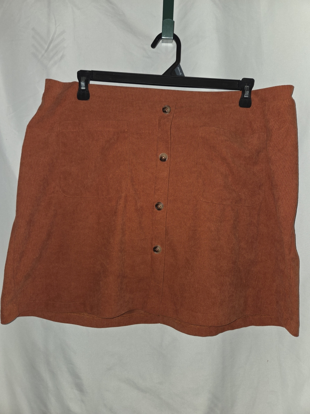 SHEIN Rust Orange Corduroy Button-Front Mini Skirt